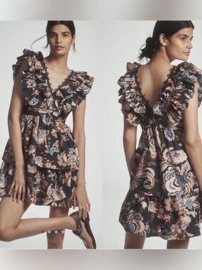 By Anthropologie Sleeveless Ruffled A-Line Mini Dress